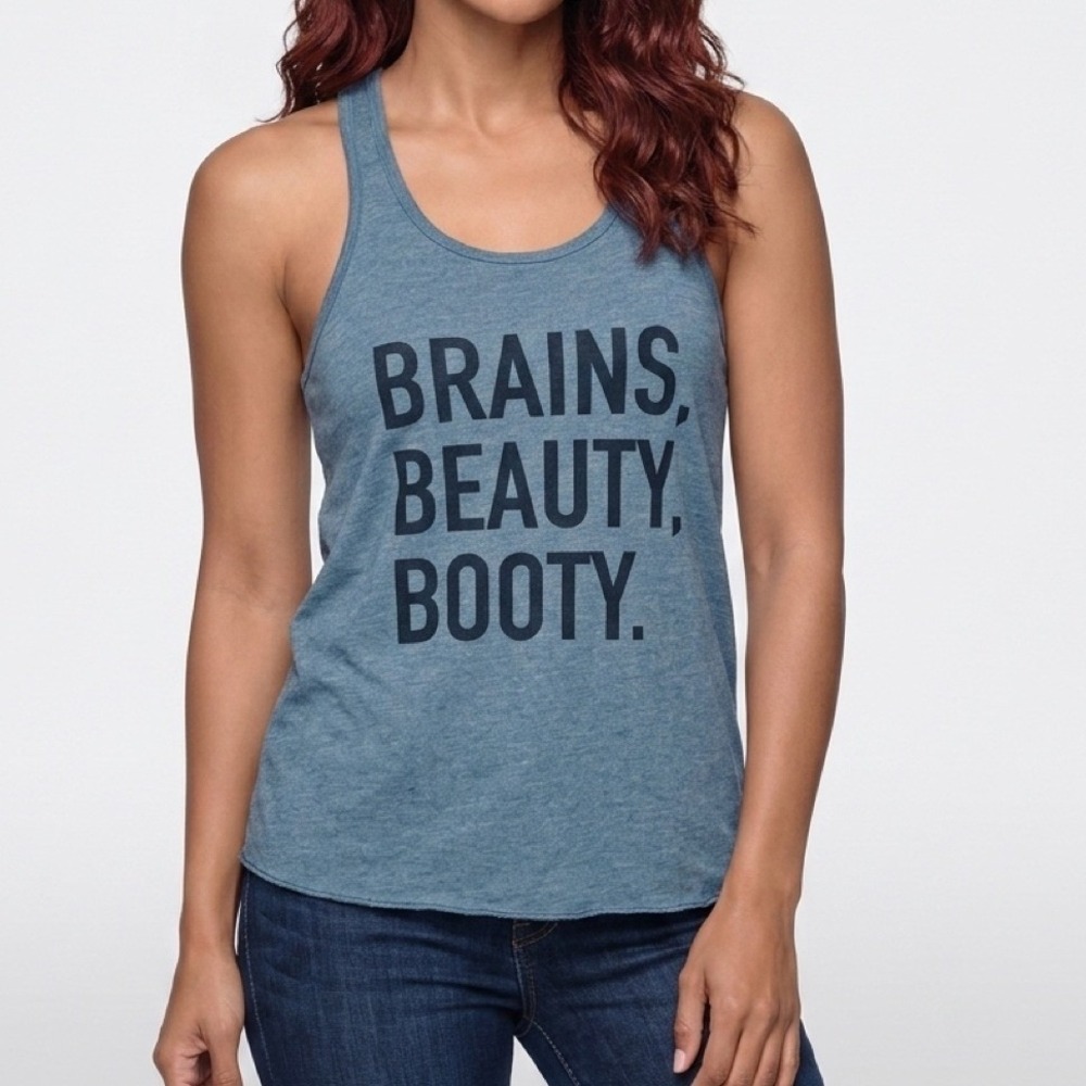 Bella + Canvas Tank Top‎ Women Medium Blue Sleeveless Graphic Flowy Racerback